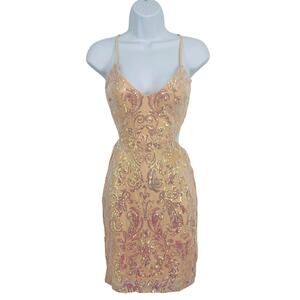 Windsor Dress Formal Party Size Small Blush Pink Sequin Mini Cutout Bodycon HOCO